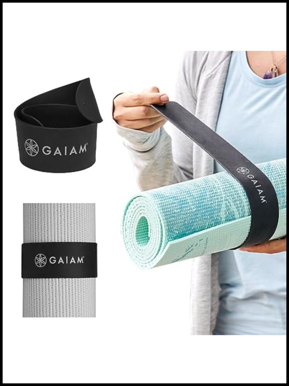 Yoga Mat Strap Slap Band Rubber 20"x1.5" Secure Holder for Most Mats